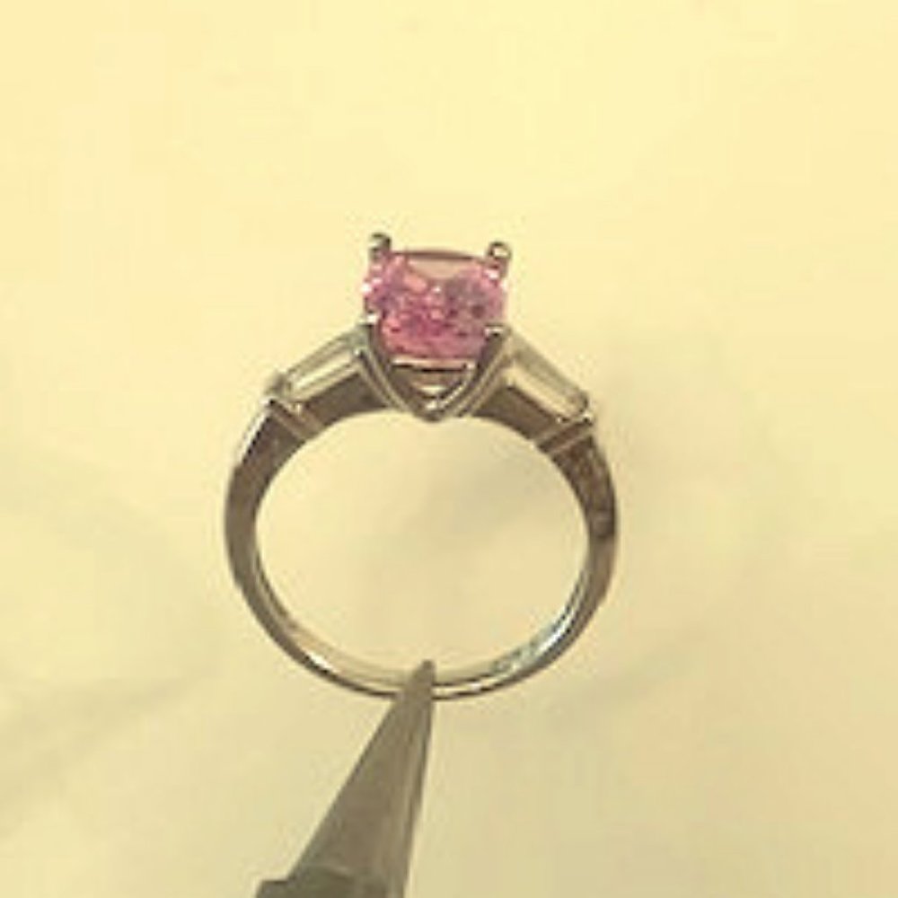 Pink Oval Stone with Clear Ring - Sterling NEW